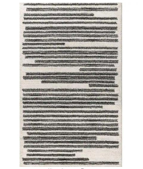 Khalil Modern Berber Stripe Cream/Black 4 ft. x 6 ft. Area Rug