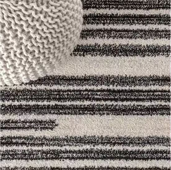 Khalil Modern Berber Stripe Cream/Black 4 ft. x 6 ft. Area Rug