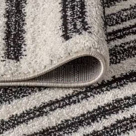 Khalil Modern Berber Stripe Cream/Black 4 ft. x 6 ft. Area Rug