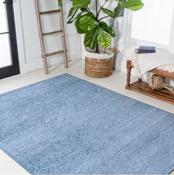 Haze Solid Low-Pile Classic Blue 8 ft. x 10 ft. Area Rug