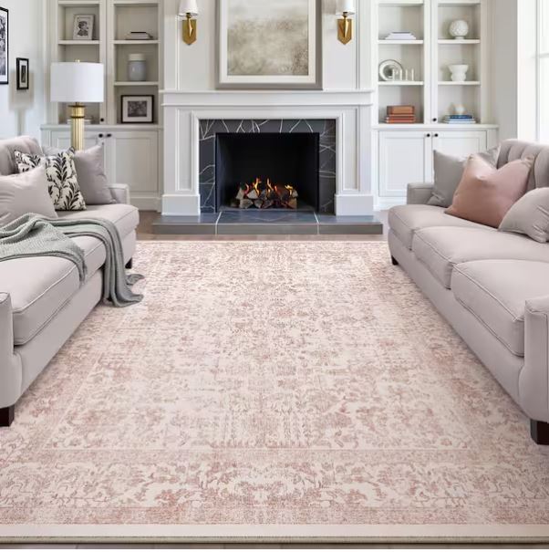Entomology Pink 8 ft. x 10 ft. Vintage Floral Area Rug