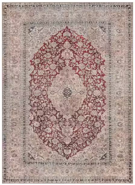 Lotus Tonti Red Vintage Medallion Oriental 7 ft. 10 in. x 9 ft. 10 in. Machine Washable Area Rug