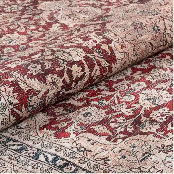 Lotus Tonti Red Vintage Medallion Oriental 7 ft. 10 in. x 9 ft. 10 in. Machine Washable Area Rug