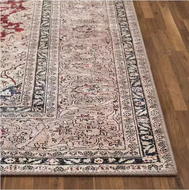 Lotus Tonti Red Vintage Medallion Oriental 7 ft. 10 in. x 9 ft. 10 in. Machine Washable Area Rug