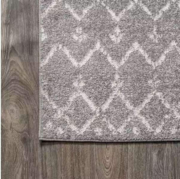 Moroccan HYPE Boho Vintage Diamond Gray/Ivory 8 ft. x 10 ft. Area Rug