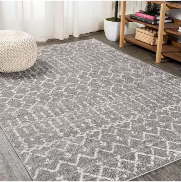 Moroccan HYPE Boho Vintage Diamond Gray/Ivory 8 ft. x 10 ft. Area Rug