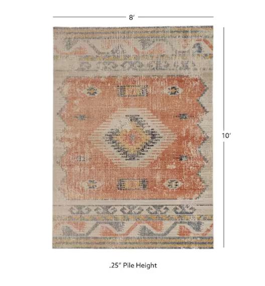 Puissantt Zero Barlow Ivory and Rust 8 ft. x 10 ft. Area Rug
