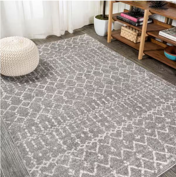 Moroccan HYPE Boho Vintage Diamond Gray/Ivory 8 ft. x 10 ft. Area Rug