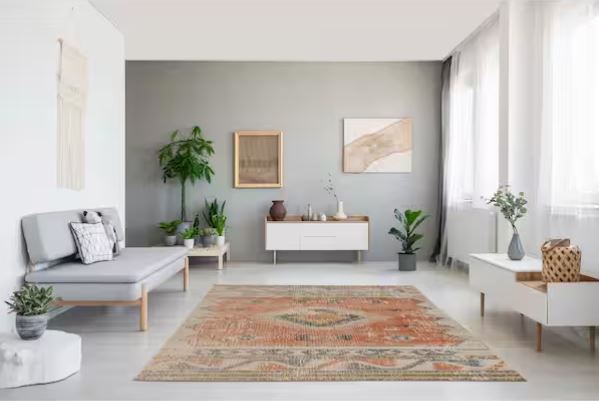 Puissantt Zero Barlow Ivory and Rust 8 ft. x 10 ft. Area Rug