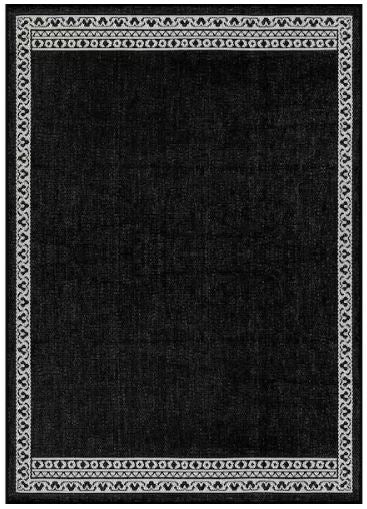 Frame Black 8 ft. x 10 ft. Geometric Bordered Washable Indoor Outdoor Area Rug