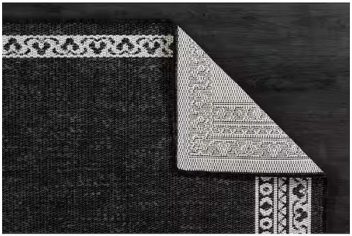 Frame Black 8 ft. x 10 ft. Geometric Bordered Washable Indoor Outdoor Area Rug