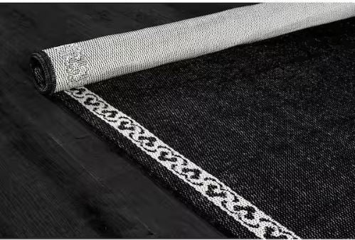Frame Black 8 ft. x 10 ft. Geometric Bordered Washable Indoor Outdoor Area Rug