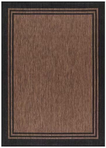 9 X 12 Gold Black Aloha Washable Bordered Indoor Outdoor Area Rug
