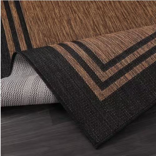 9 X 12 Gold Black Aloha Washable Bordered Indoor Outdoor Area Rug