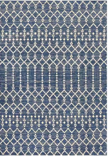 Ourika Moroccan Geometric Textured Weave Navy/Beige 8 ft. x 10 ft. Indoor/Outdoor Area Rug