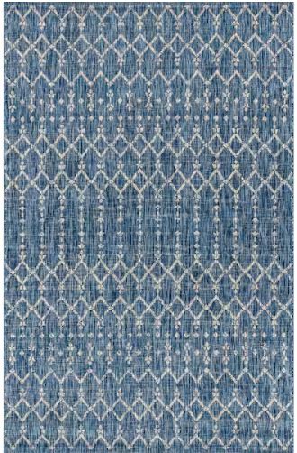 Ourika Moroccan Navy/Light Gray 7 ft. 9 in. x 10 ft. Geometric Textured Weave Indoor/Outdoor Area Rug