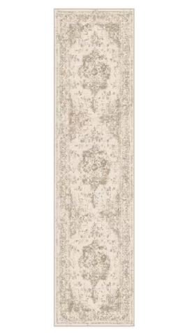 Jane Eyre Beige 2 ft. x 8 ft. Vintage Medallion Distressed Runner Rug