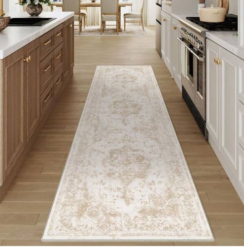 Jane Eyre Beige 2 ft. x 8 ft. Vintage Medallion Distressed Runner Rug
