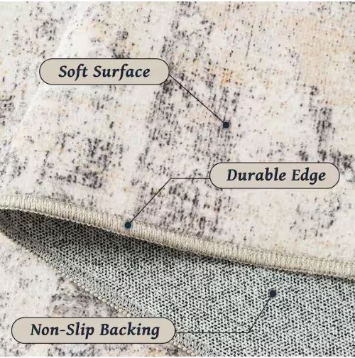 Van Gogh Beige/Grey 5 ft. x 7 ft. Modern Abstract Area Rug