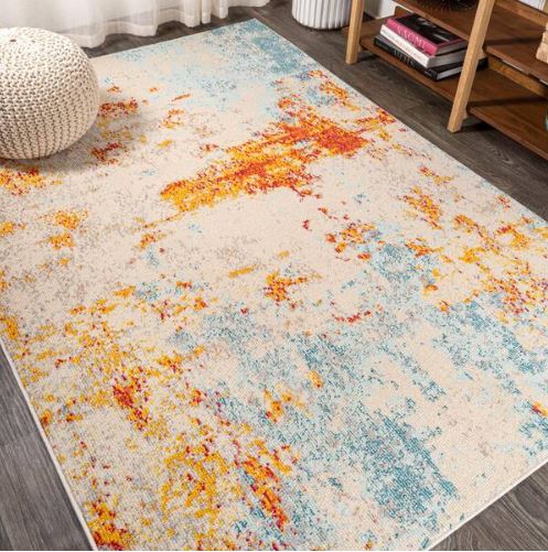 Sunset Modern Abstract Orange/Multi 4 ft. x 6 ft. Area Rug