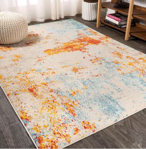 Sunset Modern Abstract Orange/Multi 4 ft. x 6 ft. Area Rug