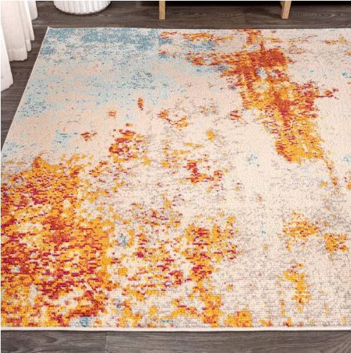 Sunset Modern Abstract Orange/Multi 4 ft. x 6 ft. Area Rug
