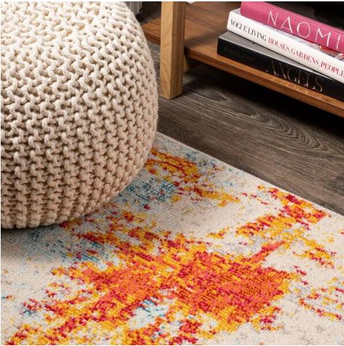 Sunset Modern Abstract Orange/Multi 4 ft. x 6 ft. Area Rug