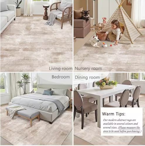 Monet Beige 8 ft. x 10 ft. Modern Abstract Area Rug