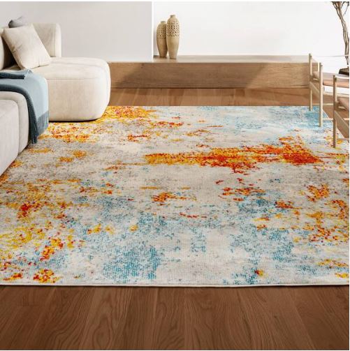 Sunset Modern Abstract Orange/Multi 4 ft. x 6 ft. Area Rug