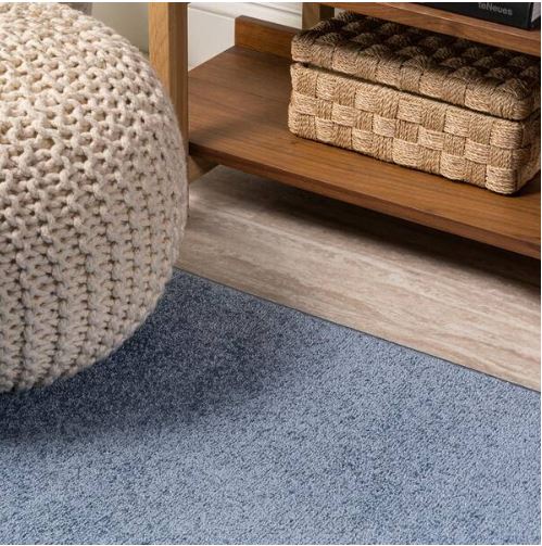Haze Solid Low-Pile Classic Blue 5 ft. Round Area Rug