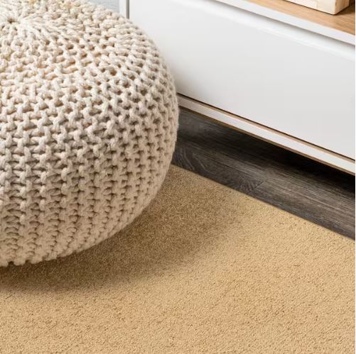 Haze Solid Low-Pile Mustard 5 ft. Round Area Rug