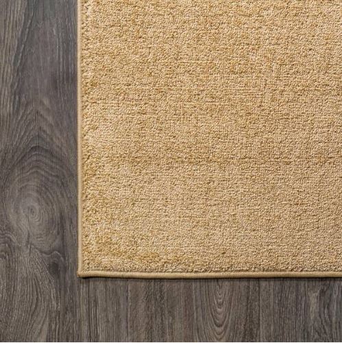 Haze Solid Low-Pile Mustard 5 ft. Round Area Rug