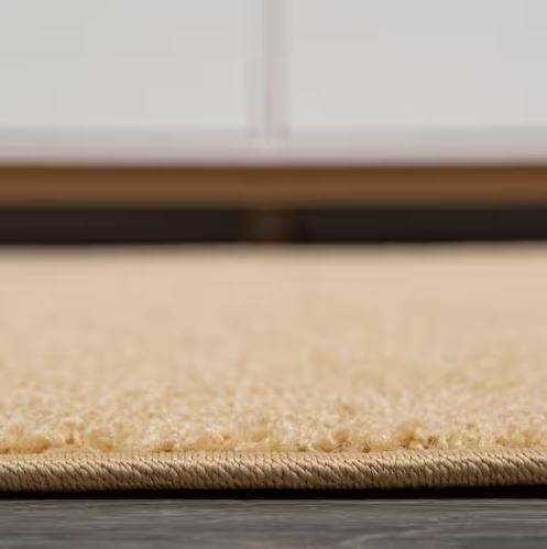 Haze Solid Low-Pile Mustard 5 ft. Round Area Rug