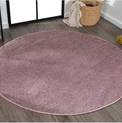 Haze Solid Low-Pile Light Purple 5' Square Area Rug