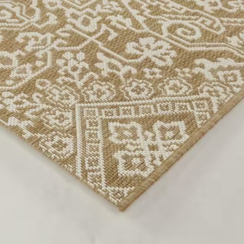 Osprey Brown 9 ft. x 12 ft. Floral Medallion Indoor/Outdoor Area Rug
