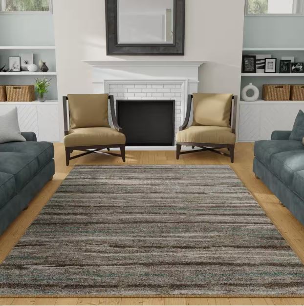 Shoreline Multi 8 ft. x 10 ft. Striped Area Rug and Deluxe 8 ft. x 10 ft. Rug Gripper Pad Combo