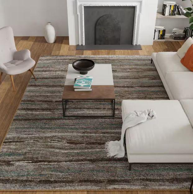 Shoreline Multi 8 ft. x 10 ft. Striped Area Rug and Deluxe 8 ft. x 10 ft. Rug Gripper Pad Combo