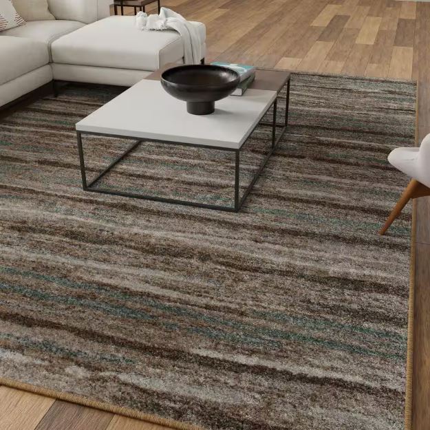 Shoreline Multi 8 ft. x 10 ft. Striped Area Rug and Deluxe 8 ft. x 10 ft. Rug Gripper Pad Combo