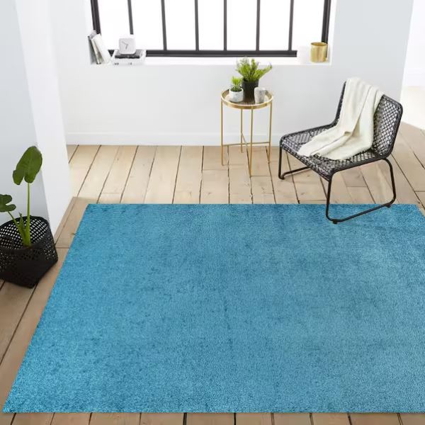 Haze Solid Low-Pile Turquoise 5 ft. x 8 ft. Area Rug