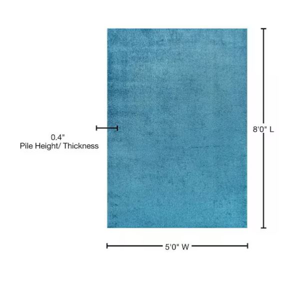 Haze Solid Low-Pile Turquoise 5 ft. x 8 ft. Area Rug