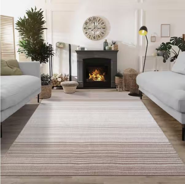 6 ft. x 9 ft. Ivory Cassie Stripe Area Rug