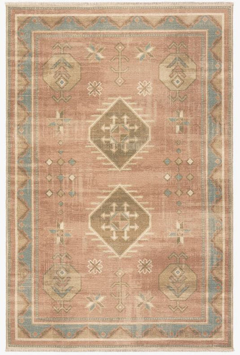 Vibe by Bungalow Rose Voentia Medallion Machine Washable Rust/Brown Area Rug