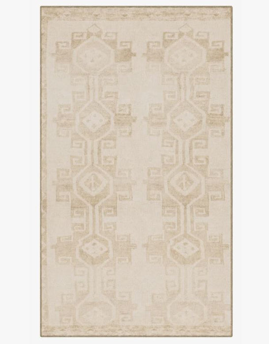 3'4" x 5' Light Yellow Traditional Geometric Decorative Washable Rug