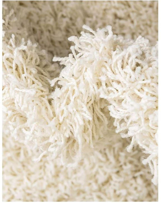 Unique Loom 6' 1 x 9' 0 Rectangle Solid Shag Pure Ivory Area Rug