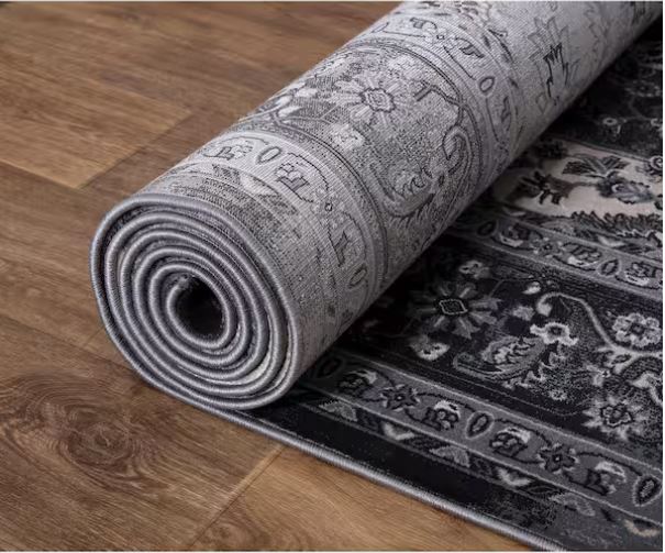 Angora Anthracite 8 ft. x 10 ft. Medallion Area Rug