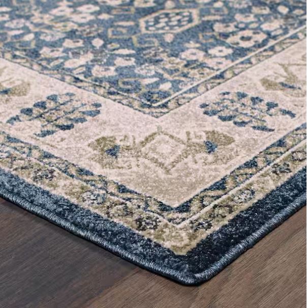 Gianna Indigo 8 ft. x 10 ft. Border Area Rug