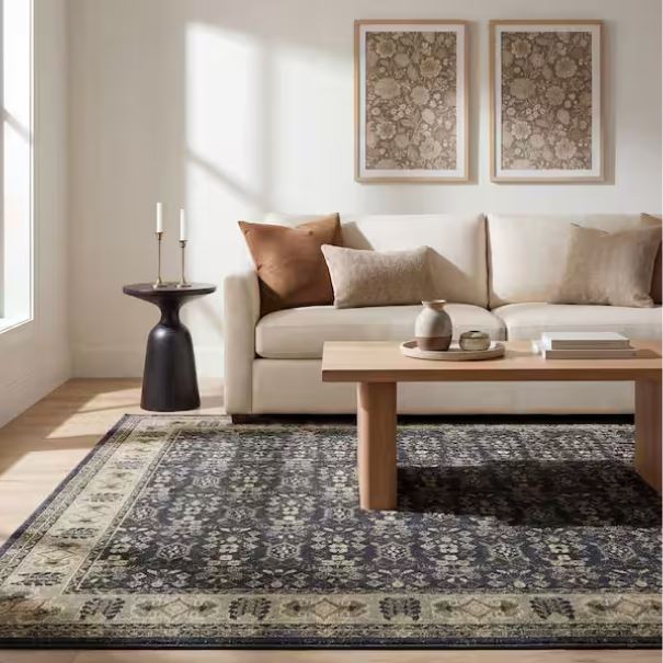 Gianna Indigo 8 ft. x 10 ft. Border Area Rug
