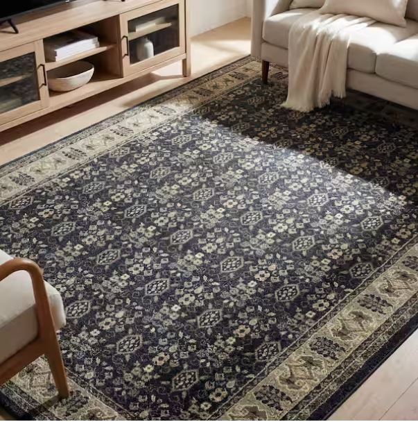Gianna Indigo 8 ft. x 10 ft. Border Area Rug