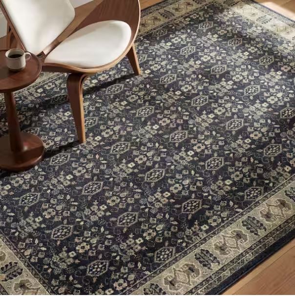 Gianna Indigo 8 ft. x 10 ft. Border Area Rug