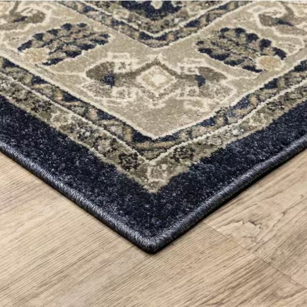 Gianna Indigo 8 ft. x 10 ft. Border Area Rug